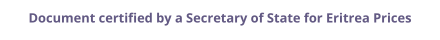 Eritrea Secretary of State certified documents and legalization prices
