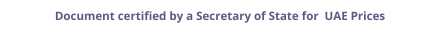 UAE Secretary of State certified documents and legalization prices