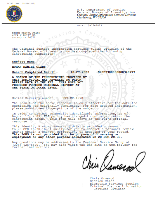 Apostille of FBI digital documents